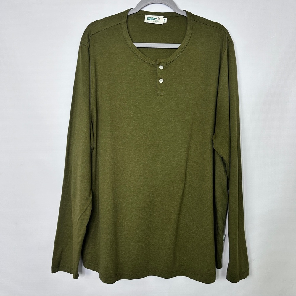 Wellen Organic Cotton Mens Long Sleeve Henley Tee Size XXL